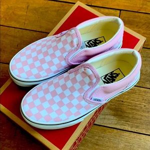Vans SlipOns - Pink Checker - Sz 1 NWOT
